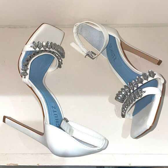 Schutz Lindsey Nappa Rhinestone Heels NEW Size 8 - Picture 4 of 5
